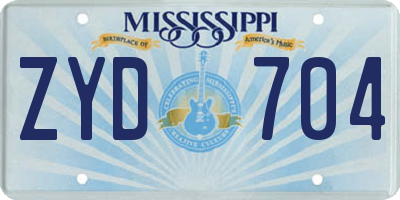 MS license plate ZYD704