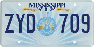 MS license plate ZYD709