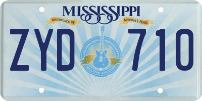 MS license plate ZYD710