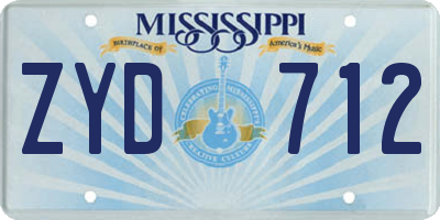 MS license plate ZYD712