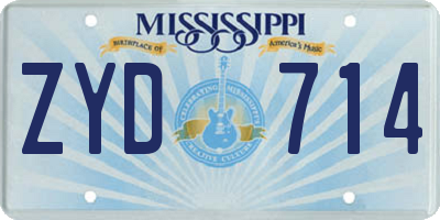 MS license plate ZYD714