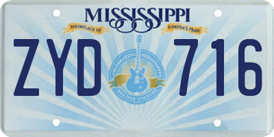 MS license plate ZYD716