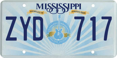 MS license plate ZYD717