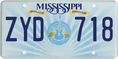 MS license plate ZYD718