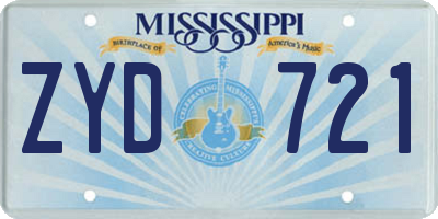 MS license plate ZYD721