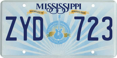 MS license plate ZYD723