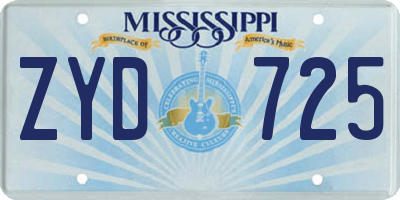 MS license plate ZYD725