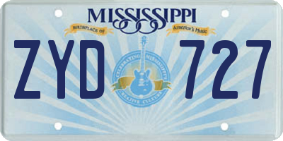 MS license plate ZYD727
