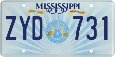 MS license plate ZYD731