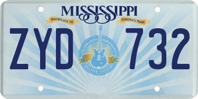 MS license plate ZYD732