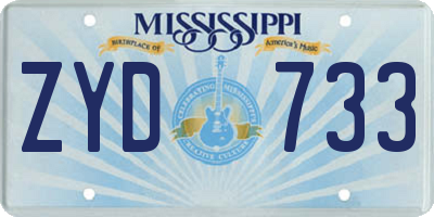 MS license plate ZYD733
