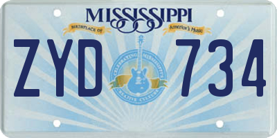 MS license plate ZYD734