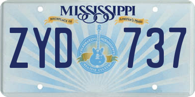 MS license plate ZYD737