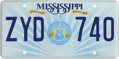 MS license plate ZYD740