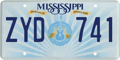 MS license plate ZYD741