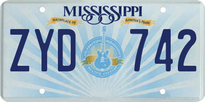 MS license plate ZYD742