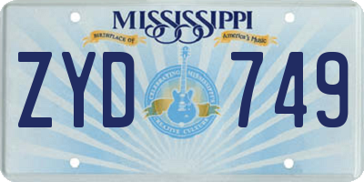 MS license plate ZYD749