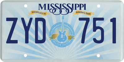 MS license plate ZYD751