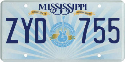 MS license plate ZYD755