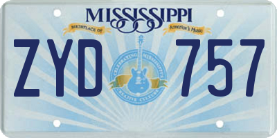 MS license plate ZYD757