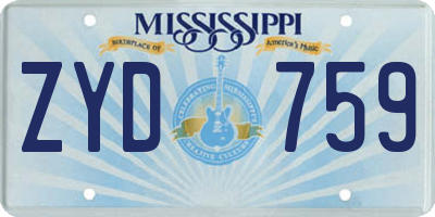 MS license plate ZYD759