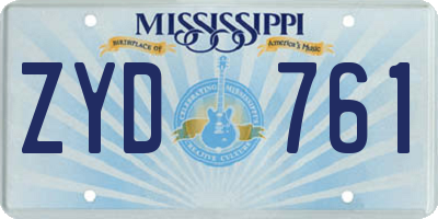 MS license plate ZYD761