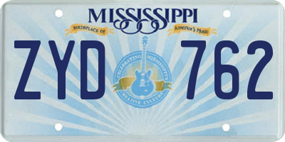 MS license plate ZYD762
