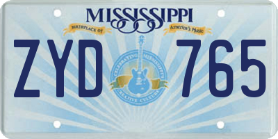 MS license plate ZYD765