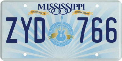 MS license plate ZYD766