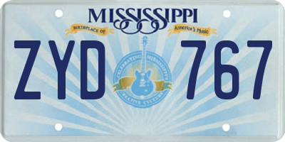 MS license plate ZYD767