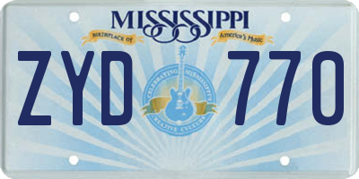 MS license plate ZYD770