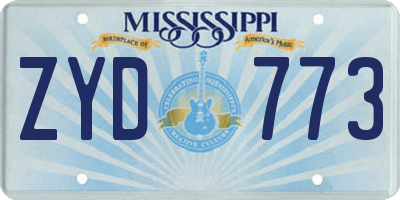 MS license plate ZYD773