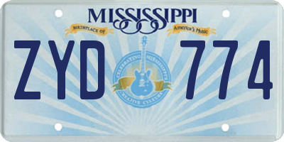MS license plate ZYD774