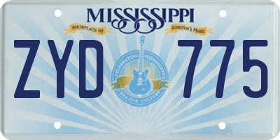 MS license plate ZYD775