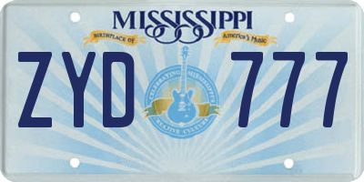 MS license plate ZYD777