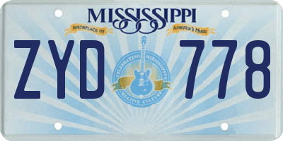 MS license plate ZYD778