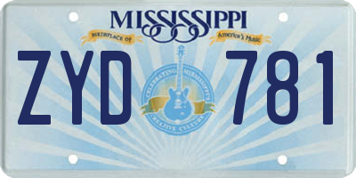 MS license plate ZYD781
