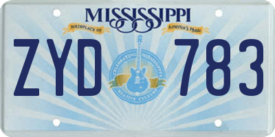 MS license plate ZYD783