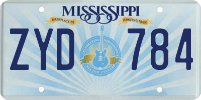 MS license plate ZYD784