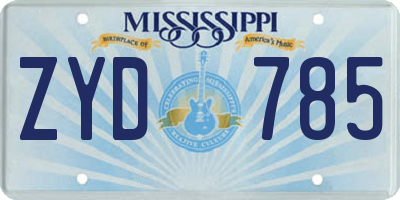 MS license plate ZYD785