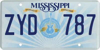 MS license plate ZYD787