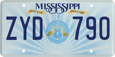 MS license plate ZYD790