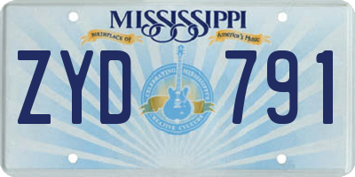 MS license plate ZYD791