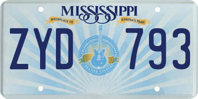 MS license plate ZYD793