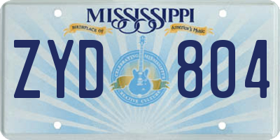 MS license plate ZYD804