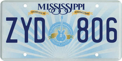 MS license plate ZYD806
