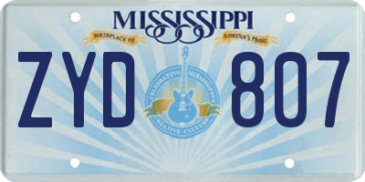 MS license plate ZYD807