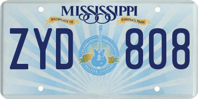 MS license plate ZYD808