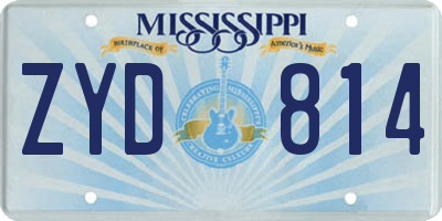 MS license plate ZYD814