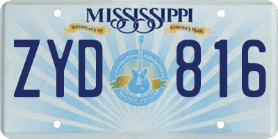 MS license plate ZYD816